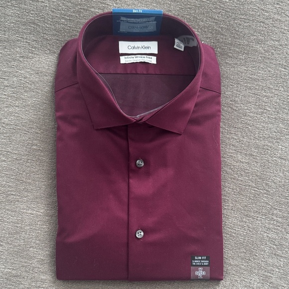 Calvin Klein Other - Calvin Klein Men's Slim Fit Maroon Dress Shirt 17 32/33 XL